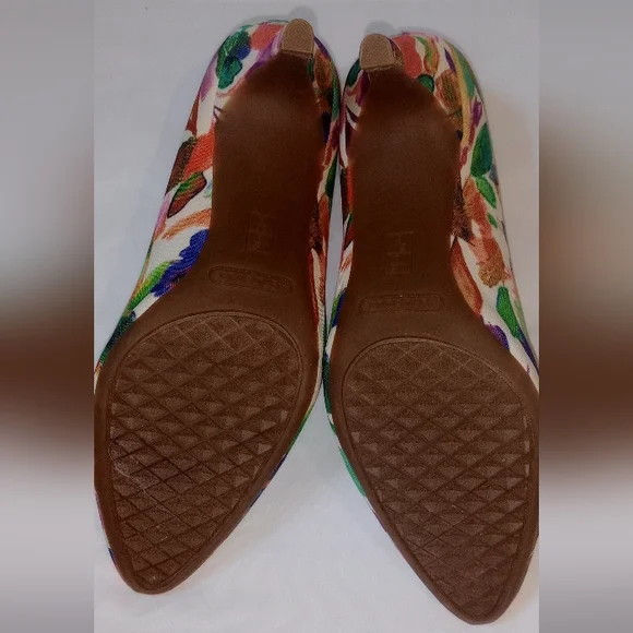 Aerosoles Floral Heels Size 8M Colorful Watercolor Print Kitten Heel Pumps - Picture 9 of 9